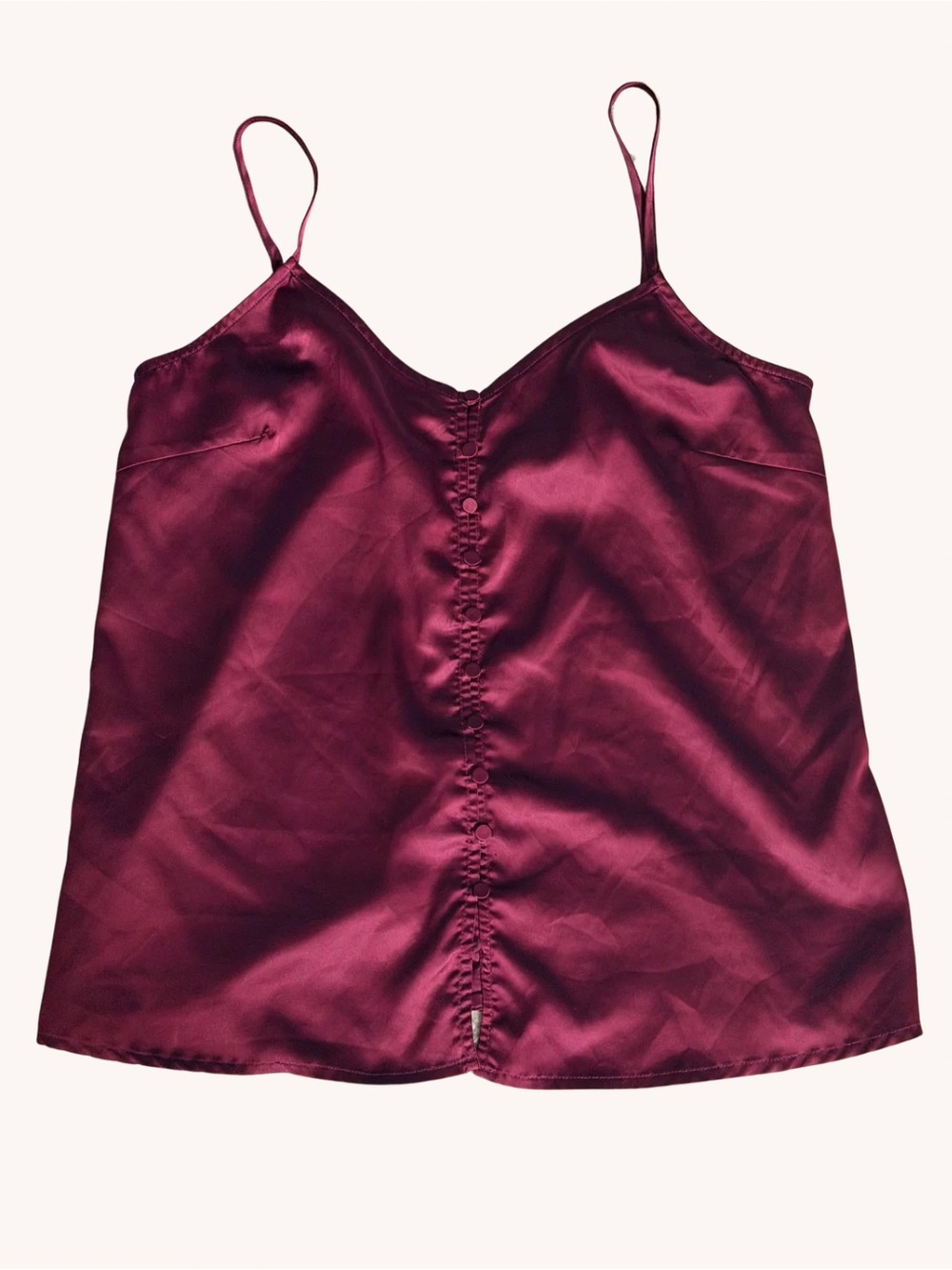 Skies Are Blue Satin Burgundy Spaghetti Strap Camisole